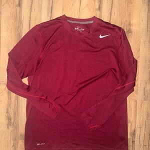 Nike Men's Maroon Long Sleeve Dri-FIT Shirt